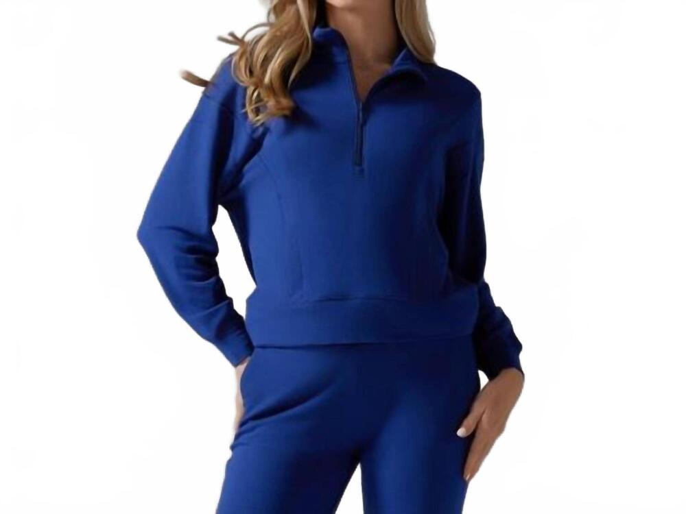 NEW TAVI 3/4 zip cozy fleece pullover sweater in deep navy